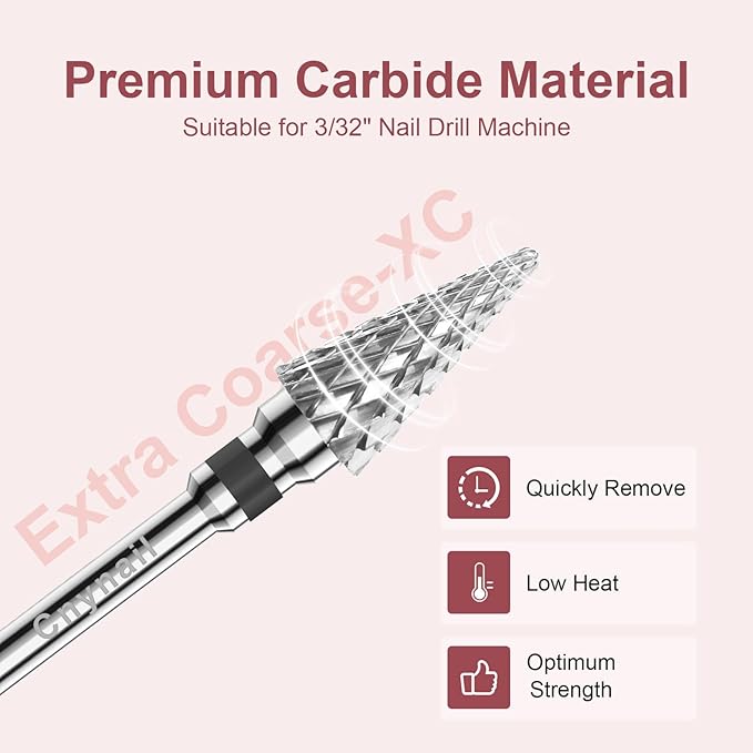 3/32" 2PCS Clean Umberllas Bits Extra Coarse Grit Carbide Cuticle Cleaner Bit for Electric Nail Drills – Professional Manicure Tool for Nail Salons and Home Use (XC Grit. Silver)