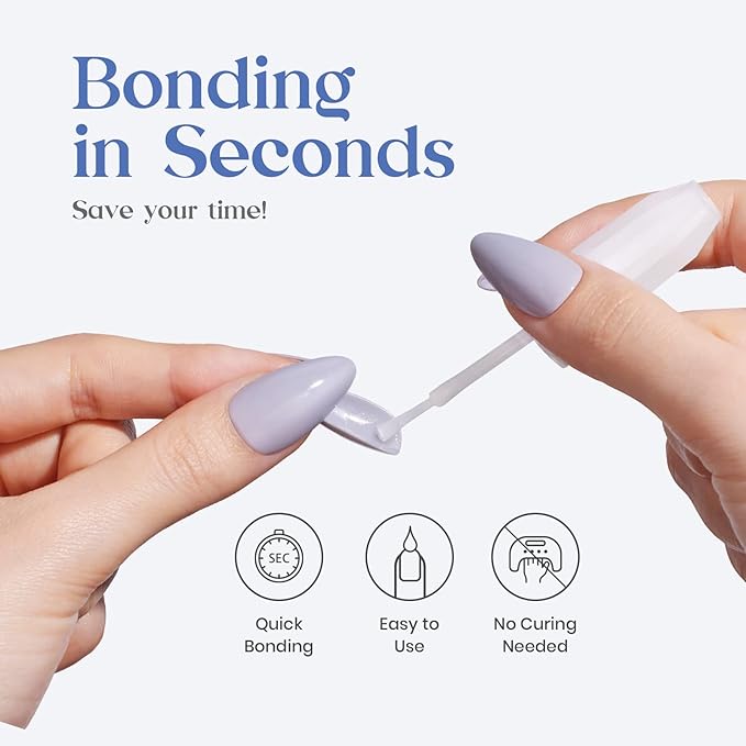 Beetles Super Strong Nail Glue for Press on Nails: 10ML 3Pcs Brush on Glue for Acrylic Nails, Nail Tips Quick Dry No Uv Light Needed