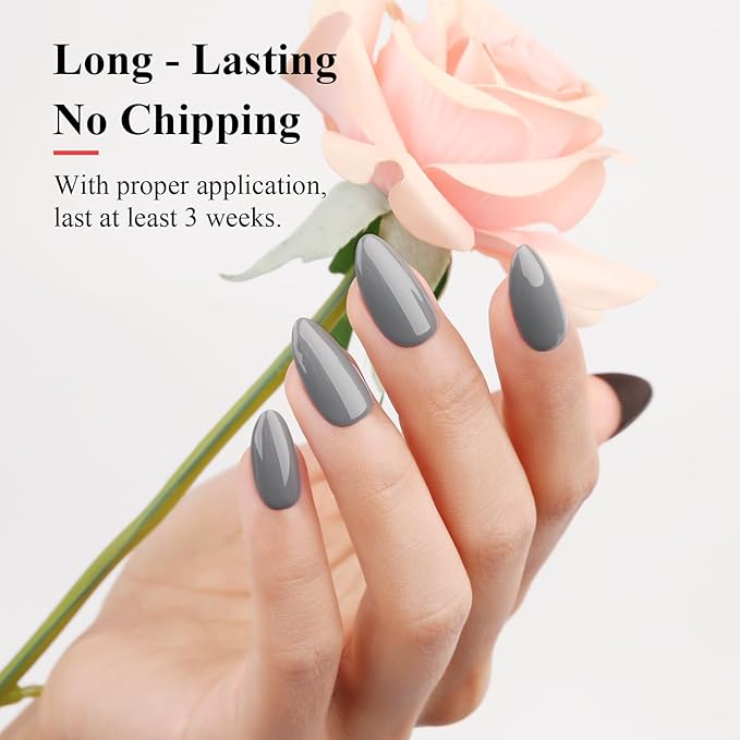 Imtiti Medium Grey Gel Polish, 0.5 Fl Oz, Soak Off LED UV Nail Gel Kit for Autumn Winter DIY Nail Art Manicure Salon