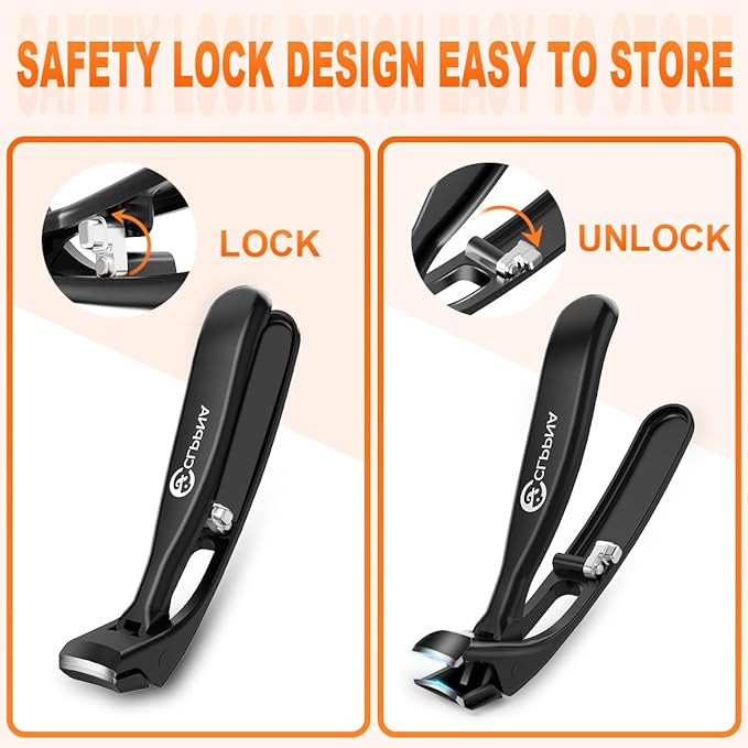 Toenail Clippers for Seniors, 2025 Upgrade Angled Head Nail Clippers for Men with Catcher, CLPPNA Ergonomic Toenails Clipper for Thick Toenails Long Handle, Sharp Wide Jaw Fingernail Clippers Adult