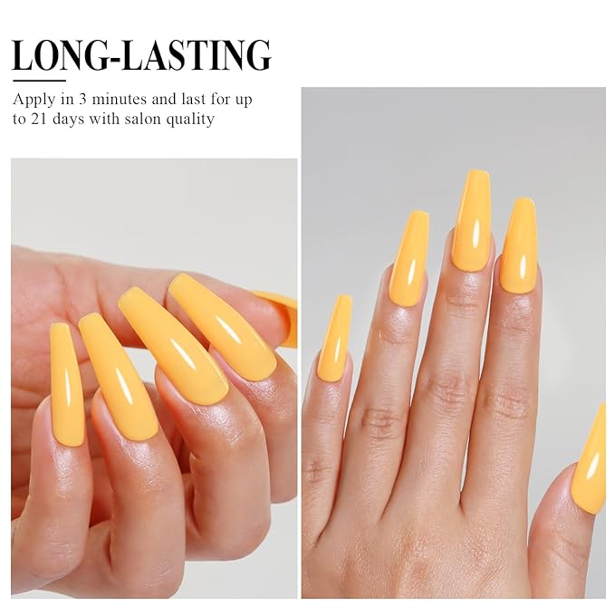 Imtiti Orange Gel Nail Polish, Orange Yellow Gel Polish High Gloss Soak Off UV LED Nail Gel Polish Spring Summer Art Manicure Salon DIY Design 10ML