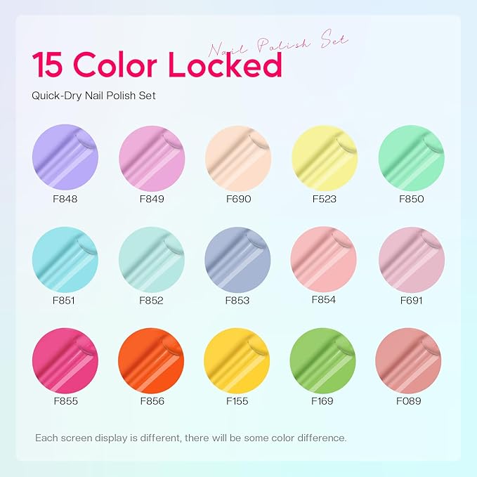 Nail Polish Set Fingernail: Pastel Macaron Rainbow Nail Polish Kit Regular Neon Air Quick Dry Nail Polish Pack for Women Nail Art Design Gift Holiday Party 0.27oz