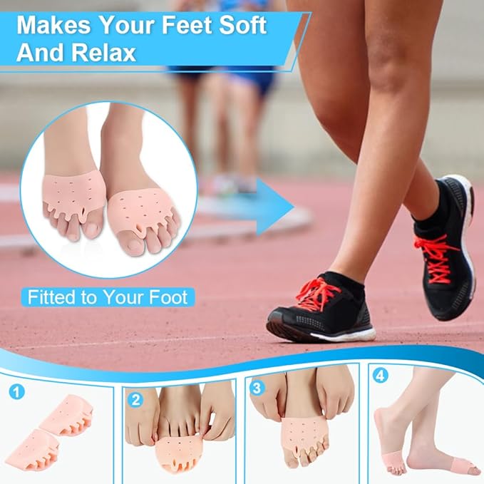 Silicone Toe Separators for Women & Men, Jaxbo 4 Pairs Toe Separators Bunion Corrector Cushion, Breathable Soft and Comfortable Gel Foot Cushions