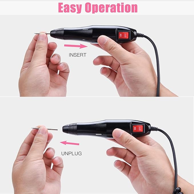 Cadrim Electric Nail Drill, Adjustable Nail File Machine Set with Sanding Bands for Manicure Pedicure Acrylic Nails Gel Glazing Nail Art Polisher (Black)