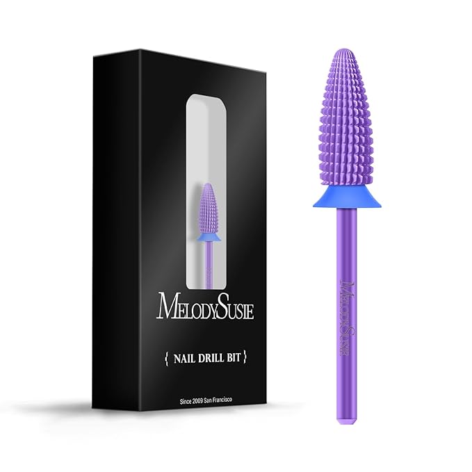 MelodySusie Typhoon Nail Drill Bits, 3/32'' Carbide Tungsten Multi-function Bits, Fast Remove Acrylic or Hard Gel for Manicure Pedicure Salon Professional or Beginner, Purple, Medium