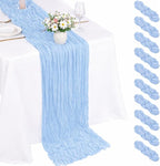 10 Pack Light Blue Cheesecloth Table Runner 22x120 Inch Boho Gauze Table Runner by Fwxdbwyl
