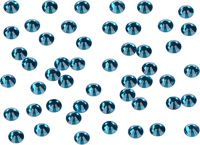 2880PCS Art Nail Rhinestones Non Hotfix Glue Fix Round Crystals Glass Flatback for DIY Jewelry Making with one Picking Pen (ss3 2880pcs, Blue Zircon)