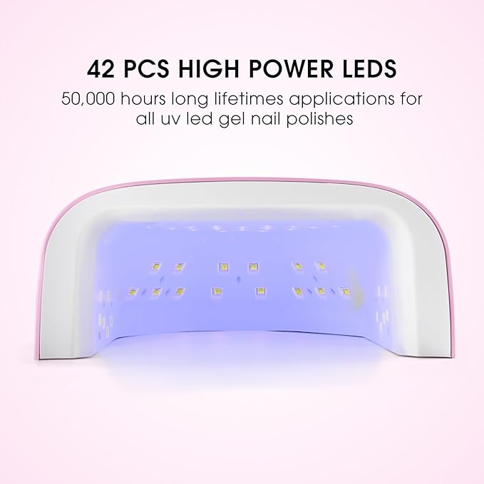 Rechargeable LED Nail Lamp 60W Portable Wireless Nail Dryer UV Gel Polish Light with LCD Display, Auto Sensor and 4 Timer Settings, Professional Curing Lamp with 42 LED Beads for Salon