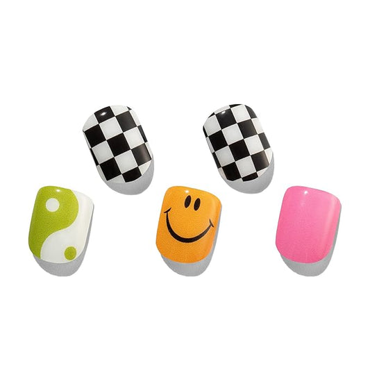 MOMSON Semi Cured Gel Nail Strips - 20 Real Gel Nail Polish Stickers/Full Nail Wraps - Art Manicure Kits for DIY at Home, Salon-Quality, Easy to Apply & Remove (Rainbow Unicorn)
