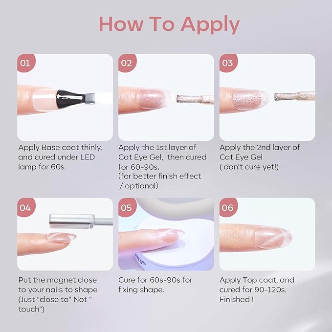 modelones Cat Eye Gel Nail Polish Shimmer Glitter Nude Pink Nail Polish with Magnet Holographic Reflective Soak Off LED Nail Art Top Coat Manicure Salon DIY Gifts 15ML