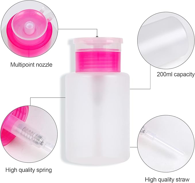400 Pieces Nail Cotton Pads,1 Pull-Down Pump Dispenser Bottle,Super Absorbent Soft Non-Woven Eyelash Glue Wipes,Nail Polish dehumidifier for Eyelash Extension Products and Nail Oil Bottle(Pink White)