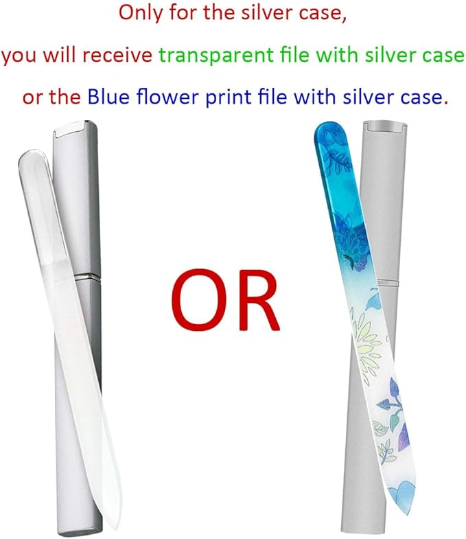 12 Pack Glass Nail Files with Case Crystal Glass Fingernail Files Double Sided Glass Nail File Mixed Color Manicure Set