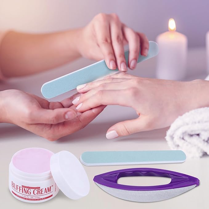 Nail Buffers Blocks For Nails, Manicure Polishing Kit, Nail Art Buffing Cream+Nail Brush Buffer+Polishing Strip Nail Care Tools Set Nail Buffer Block for Professional Manicure Pedicure Salon