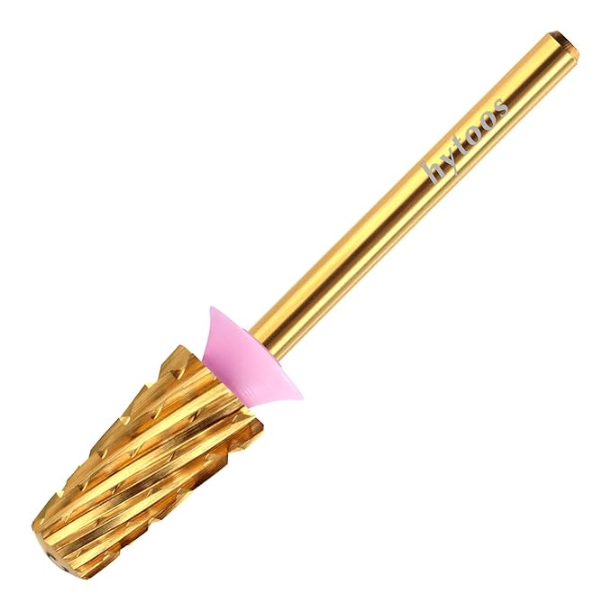 Safety Tapered Nail Drill Bits,Titanium Coating Round Top 3/32 Carbide Nail Bit, Two-way Rotate for Both Hand, Manicure Drills Accessories Remove Thick Gel Tool (3XC, titanium)