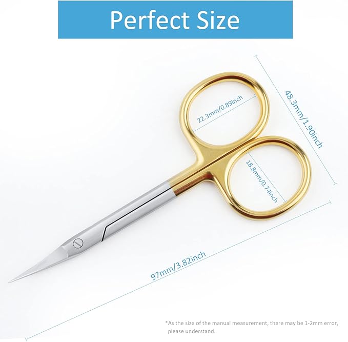 Qunzhao Cuticle Scissors for Women and Men Curved Stainless Steel with Tip Grooming Blades Manicure Nail for Dry Skin Nail Scissors (4)