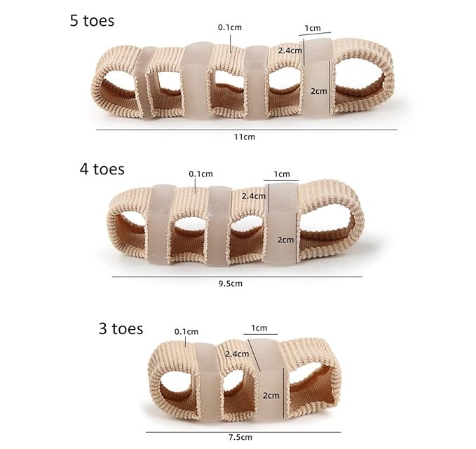 Toe Separators Toe Spacers, Bunion Corrector Hammer Toe Straighteners, Gel Toe Spreaders Toe Cushion Sleeves, for Toe Alignment, Crooked Overlapping Toes, Hallux Valgus Plantar Fasciitis (5 Holes)