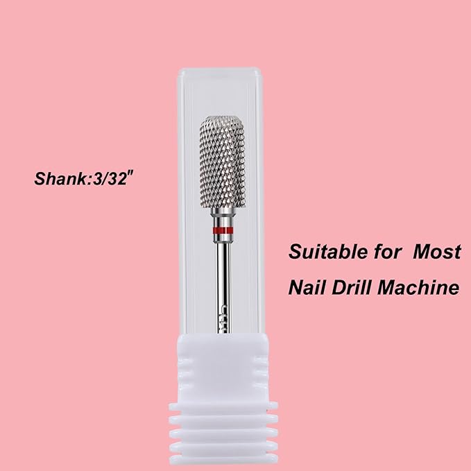 Nail Drill Bit 3/32”Fast Remove for Acrylic or Hard Gel,Barrel Electric Nail File Carbide Bit for Nail Cuticle Gel Dipping Powder Polishing, Professional Manicure Pedicure Nail Art Tool,Fine