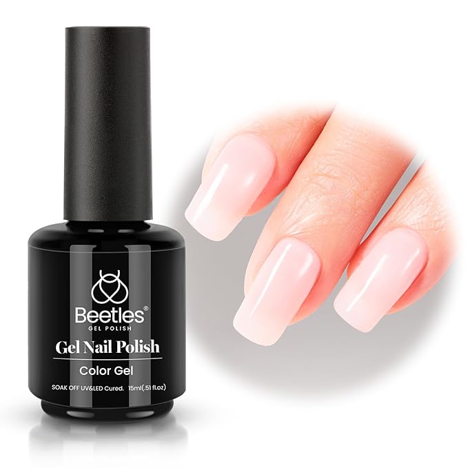 Beetles Neutral Gel Nail Polish 15ml Jelly Nude Pink Gel Polish Set Sheer Pink Soak Off UV LED Translucent Effect French Nail Art Spring Summer Manicure Gift for Women