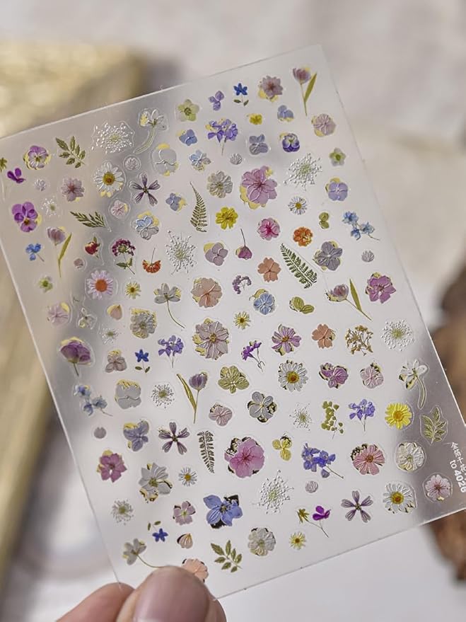 Summer Garden Nail Stickers 5D Embossed – Premium Salon-Quality Nail Charm Accessories, Easy Application & Self-Adhesive Summer Flower Sticker for DIY Manicure, Nail Art, Press on, Home or Salon Use