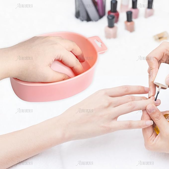 AUEAR, 2 Pack Manicure Bowl Nail Soaking Art Hand Soak Treatment Bowls Tray for SPA Tools (Light Pink)