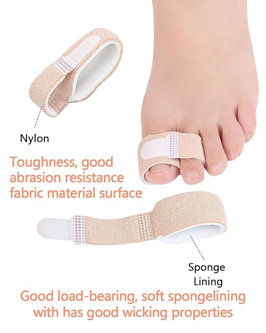 12 Pack Fabric Hammer Toe Correctors, Hammertoe Straightener, Reusable Toe Buddy Wrap Protective Broken Toe Wraps, Toe Splint for Broken Toe, Crooked toes, Bent Toes