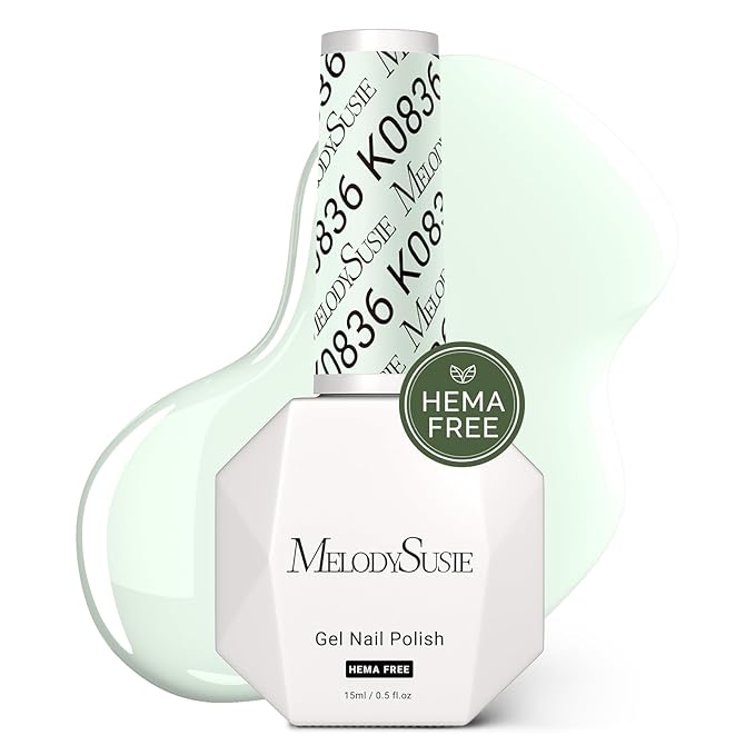 MelodySusie Hema Free Gel Nail Polish, 0.5 Fl Oz Thick Creamy Light Mint Green Gel Polish, Non-Toxic, Long Lasting, Soak Off UV Nail Polish, Manicure Nail Design Salon DIY Nail Art at Home K0836