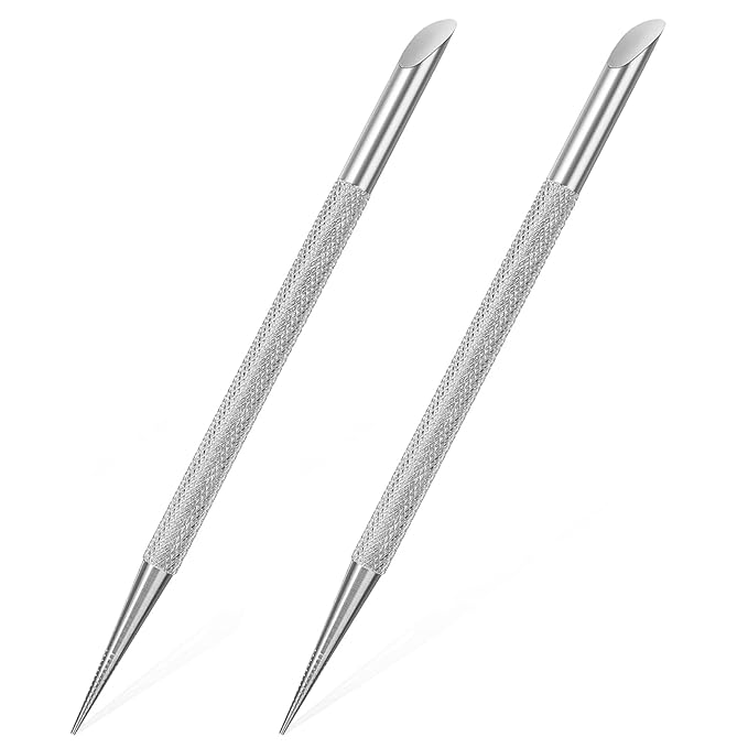 2Pcs Nail Cleaning Cuticle Stick Tool, Stainless Steel Cuticle Pusher, Nail Polish Remover tool, Professional Pedicure Nail Art Care Portable Nail Cleaner for Fingernails Toenails Manicure