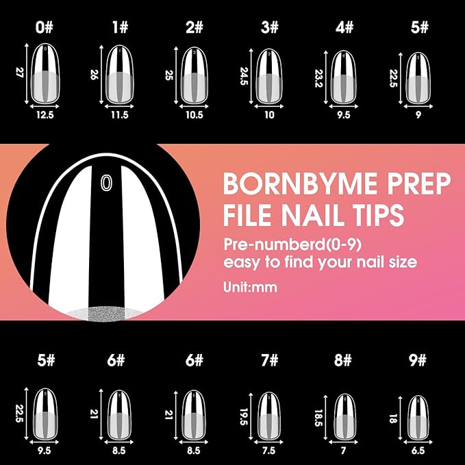 Medium Oval Soft Gel Nail Tips, BORNBYME 240 PCS Pre Buff Full Cover Shaped Nail Extenison Tips Half Matte Gel Nail Tips