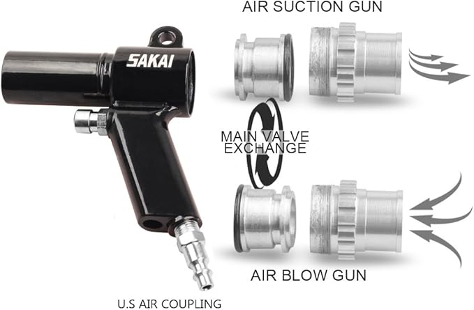 SAKAI Pneumatic Vacuum Cleaner Kit - Dual Function Air Vacuum and Suction with Vacuum Bags, Tube & Accessories