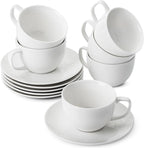 BTaT- Cappuccino Cups with Saucers 7 oz, Au Lait, Flat White, Dishwasher by BrewToATea