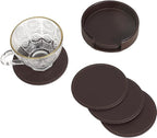6PCS PU Leather Coasters for Table Protection 4 Inch Round Drink Cup Holders - Image 7