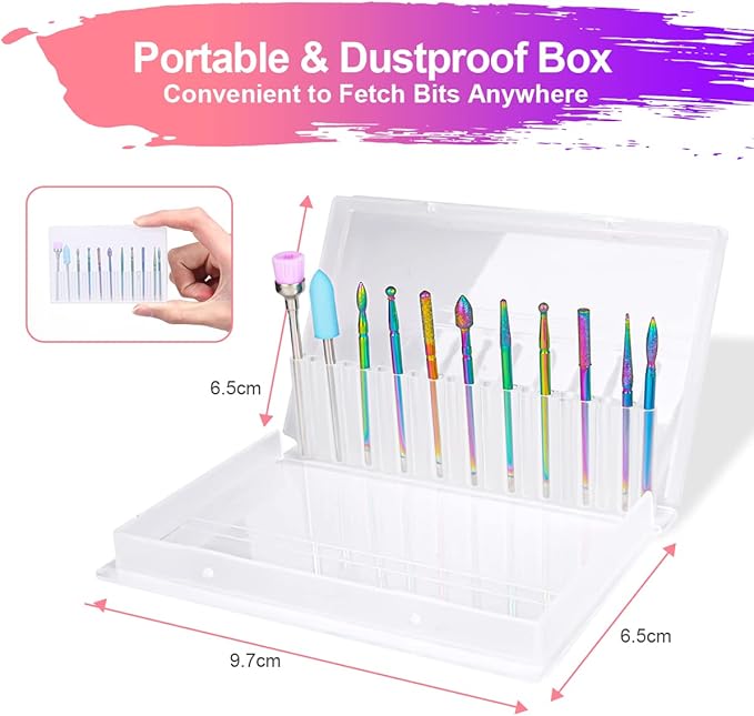 URAQT Nail Drill Bits Set, 11pcs Electric Nail Drill Bits Kit 3/32" Tungsten Steel Carbide Nail Bits, Cuticle Polishing Bits for Acrylic Gel Nails, Electric Nail Files Manicure Pedicure Drill Tool