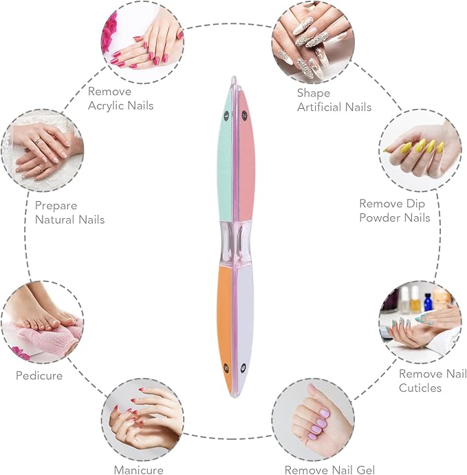 6 Sided Nail File and Nail Buffers, Multi-Functional Nail File for Shaping and Polishing, Gifts for Women, Stocking Stuffers, Nail Care Tool, All-in-One Shaping & Buffing