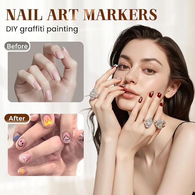 12 Colors Nail Art Pens Set, 2025 New Nail Art Markers for Gel Nails, DIY Nail Art Marker Drawing Painting Liner Pen, Nail Art Tools for Graffiti Dotting Drawing Painting Point Liner DIY (2 Sets)