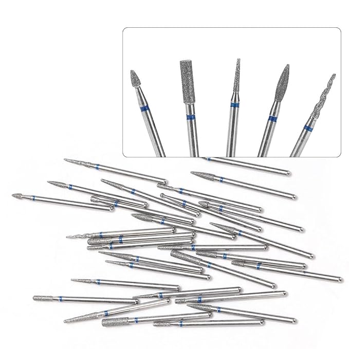30Pcs 3/32“ Russian Manicure Drill Bits for Nails Kit,Metal Nail Drill Bits with Case for Most Electric Manicure Machines