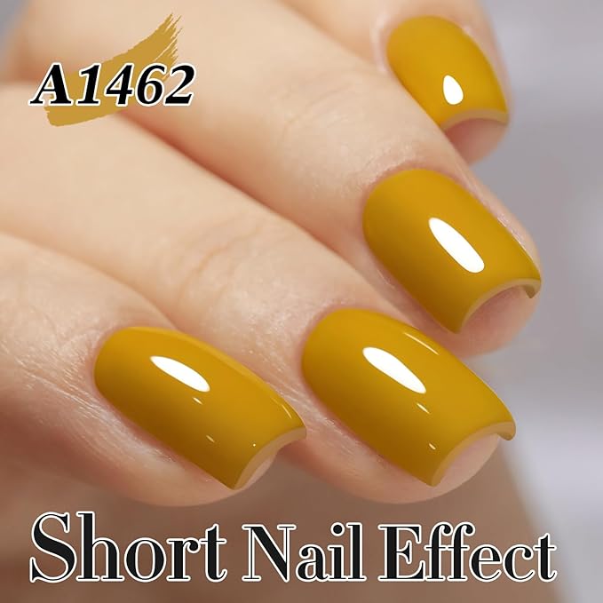 Double Rhythm Gel Polish 15ML Jelly Sheer Pastel Light Milky Color Pearl White Bottle 1 PC 0.5 OZ Full Size Nail Art Salon at Home (Yellow-D1462)