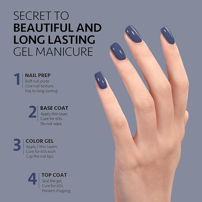 GAOY Blue Gel Nail Polish, 16ml Soak Off Gel Polish, UV Light Cure for Nail Art DIY Manicure at Home, 2021 Misty Blue