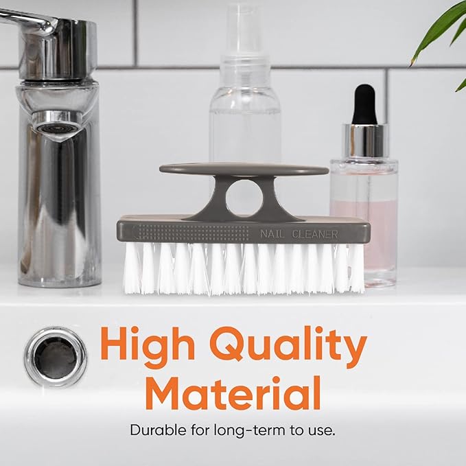 Superio Nail Scrubber Brush - All-Purpose Stiff Cleaning Brush for Hands, Feet, Kitchen & Work - Black, 12 Pack