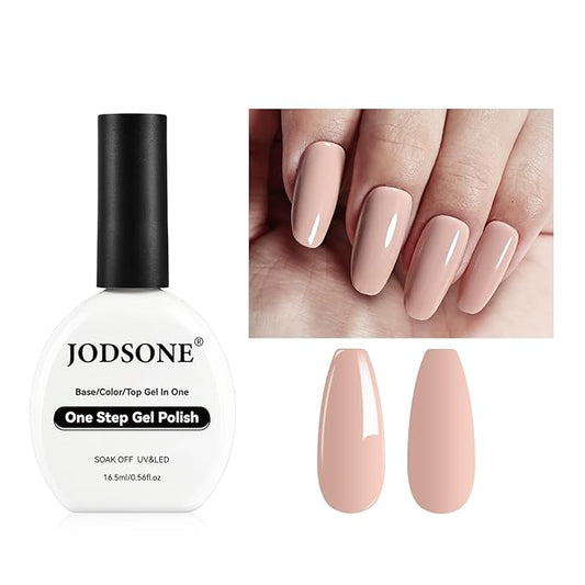 JODSONE Nude Gel Polish Top Base Coat,16.5ml 3-in-1 One Step Gel Polish,Base Color Top Gel in One, Save Time,Long Lasting