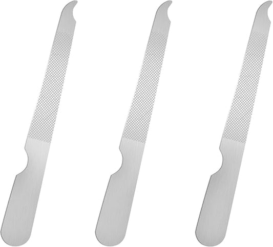 BlingKingdom 3 PCS Stainless Steel Nail File Metal Double Sided Nail File with Curved Sharp Pointed for Salon and Home Manicure Files (Silver)
