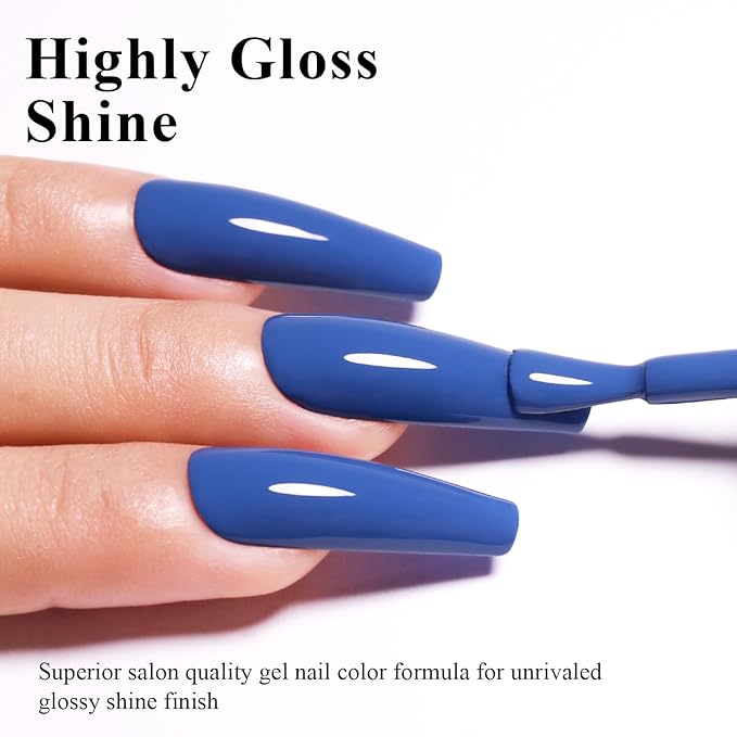 Imtiti Blue Gel Nail Polish, 15ML Misty Blue Gel Polish Autumn Winter Gel Nail Kit