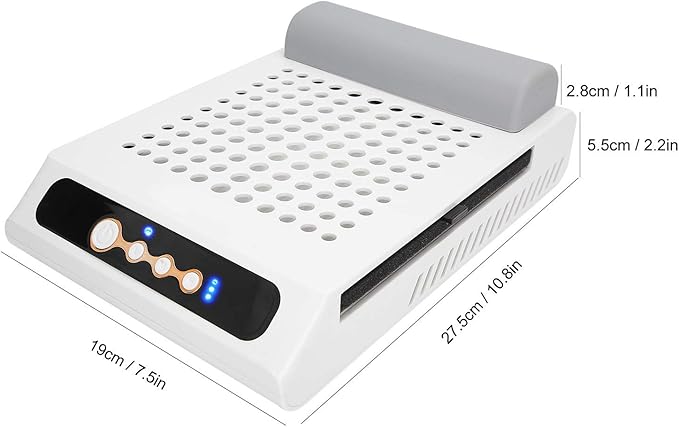 Nail Dust Collector Machine, LUGX 70W Strong Suction Quiet Professional Manicure Table Dust Collector, Powerful Nail Vacuum Cleaner Manicure Tool for Acrylic Nails and Poly Nail Extention Gel(US)
