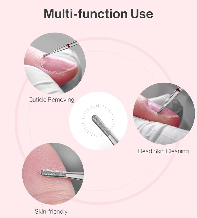 MelodySusie 1.2mm Pear Shape Cuticle Clean Nail Drill Bit 3/32'', Professional Safety Carbide Diamond Under Nail Cleaner for Cuticle Dead Skin Nail Prepare, Beginners Bits, Series Bit-S, Fine