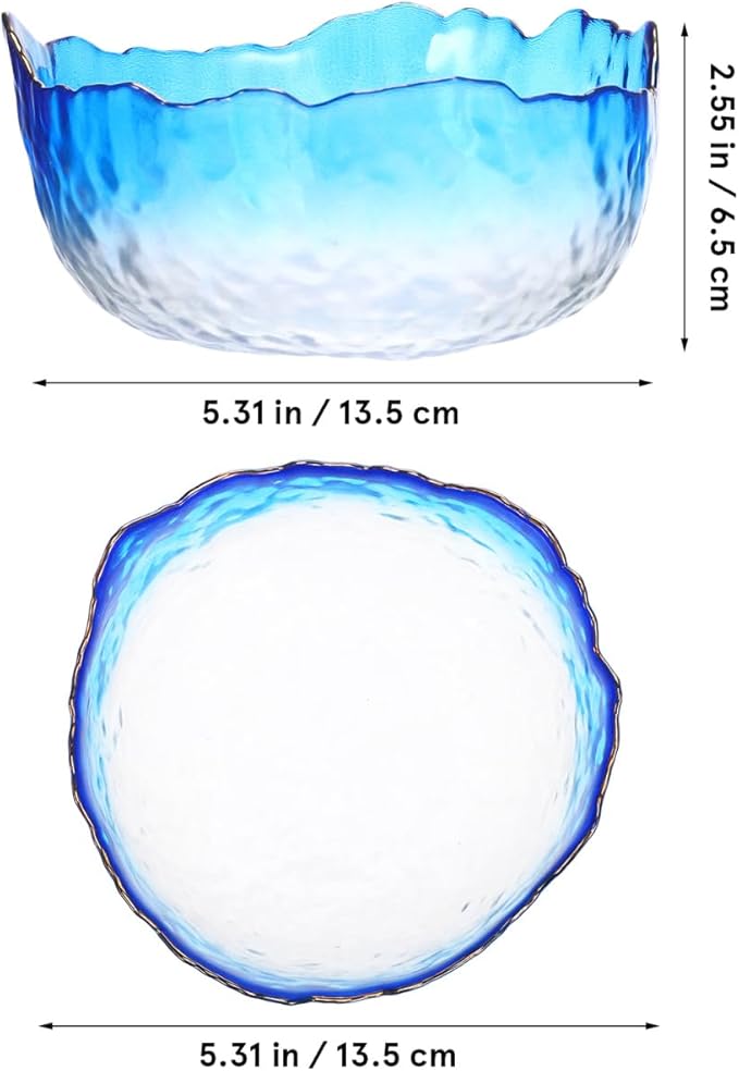 Glass Manicure Soaking Bowl Nail Soak off Bowl 9 Inch Pedicure Salon Bath Nail Remover for Fingernail Toenail Caring Polish Removal, Blue