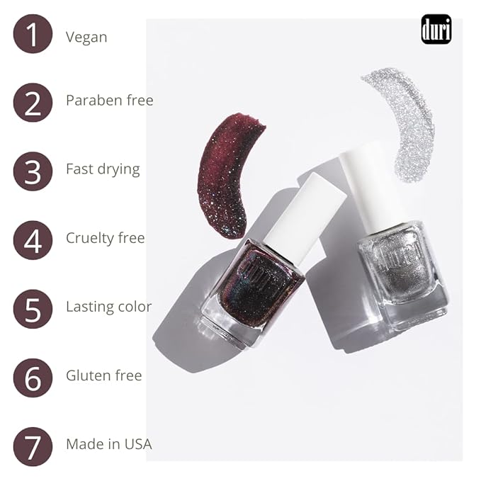 duri 218 I Do Nail Polish, White Metallic Shimmer, Semi Sheer Coverage, Fast Drying, 0.45 Fl Oz