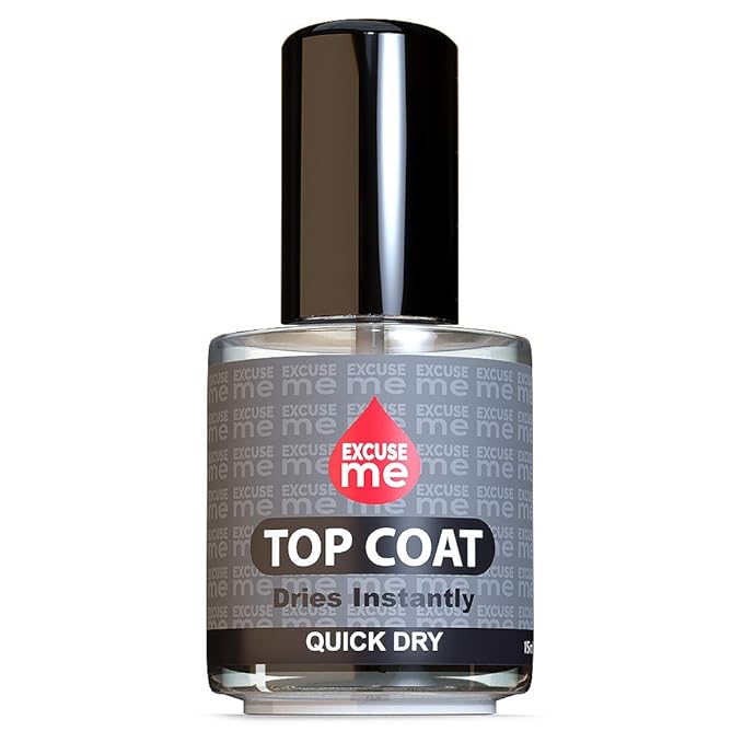 EXCUSE ME Quick Dry Fast Drying Super Shiny Nail Polish Top Coat 0.5 oz 15ml