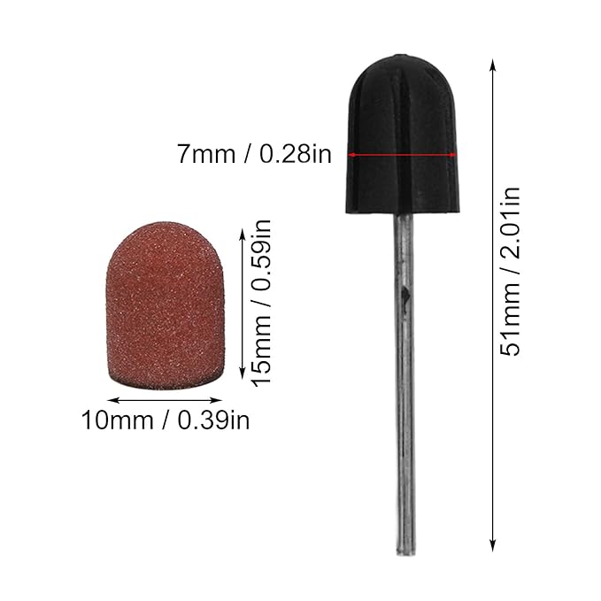 Nail Drill Bits Sanding Caps 120 Grit Polishing Grinding Bands Manicure Tool Set Includes Mandrels for Nail Art Care