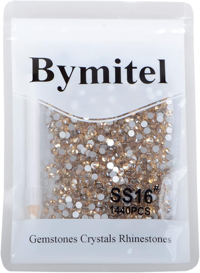 1440PCS Art Nail Rhinestones Non Hotfix Glue Fix Round Crystals Glass Flatback for DIY Jewelry Making with one Picking Pen (ss16 1440pcs, Lt. Peach)