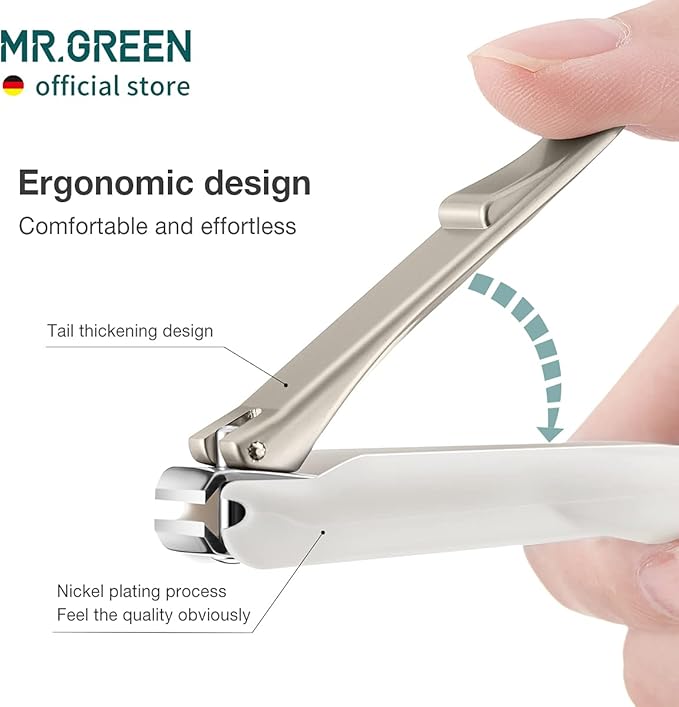 MR.GREEN Nail Clippers Anti Splash Fingernail Cutter Stainless Steel Manicure Tools Nail Scissors Detachable Design Nail Trimmer (Medium)