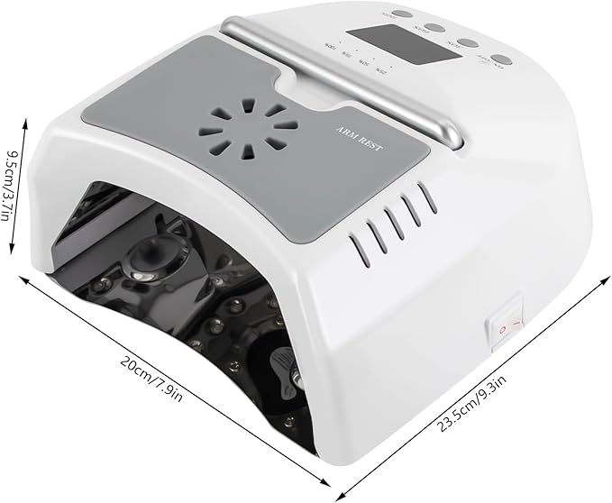 3 Timers Cordless Nail Lamp with Cooling Fan & Portable Handle LCD Display Professional Quick Dry Gel Polish Curing Lamp 72W Rechargeable Light Cures All Gels 24 Beads for Salon, Home (White)